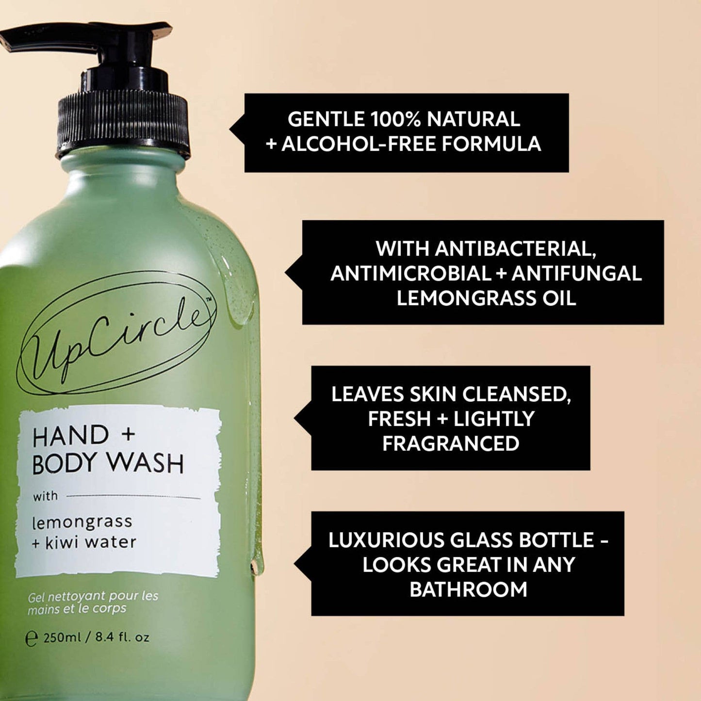UpCircle Hand & Body Wash - Lemongrass & Kiwi Water